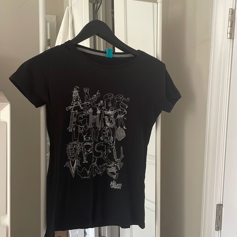 A,B,C custom baby tee black size small